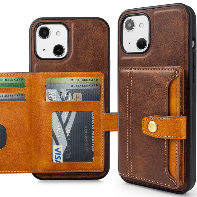 Smooth PU Leather Premium Back Cover Case with Wallet Kickstand Card Holder for iPhone 14 Plus 6.7 inch