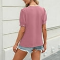 thumbnail image 6 of Womens Dressy Casual Tops Keyhole Business Work Blouses Pleated Puff Sleeve Summer Shirts, 6 of 8