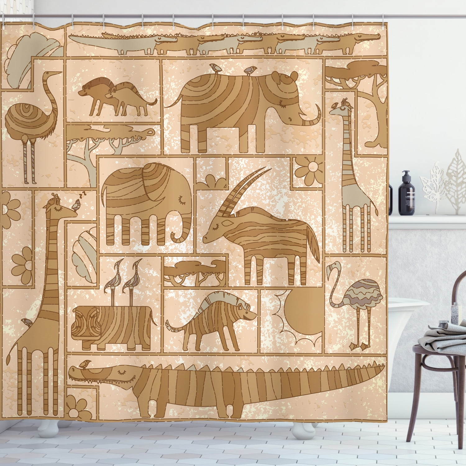 Mammoth Ice Age Pattern Print Bathroom Shower Curtain
