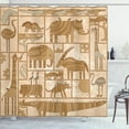 thumbnail image 1 of Tribal Shower Curtain, Historical Grunge Style Design of Animals on Rectangles Pattern, Fabric Bathroom Set with Hooks, 69W X 75L Inches Long, Peach Camel and Pale Sepia, by Ambesonne, 1 of 2