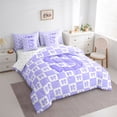 thumbnail image 3 of jejeloiu Purple Cartoon Bowknot 7pcs Bedding Comforter Set,Letter S Print Queen Bedding Sets For Girls Women Reversible, 3 of 8