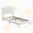 thumbnail image 4 of Tamaño individual marco de cama - forrado cama de plataforma con adjustable cabecero, wood slats - no necesita colchón base (beige), 4 of 6