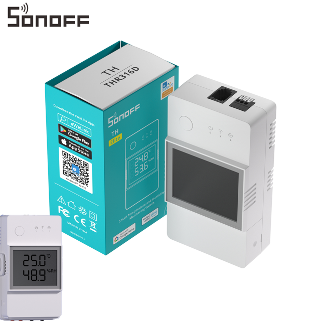 SONOFF TH Elite 20A Wireless WiFi Smart Switch with Temperature and Humidity Measurement for Smart Home, Compatible with Alexa, Google Home, IFTTT, Remote Control via APP, No Hub Required