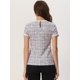 thumbnail image 3 of Camiseta de Manga Corta de Tweed para Mujer Blusa Informal con Cuello Redondo y Decoración de Perlas Albaricoque M, 3 of 6