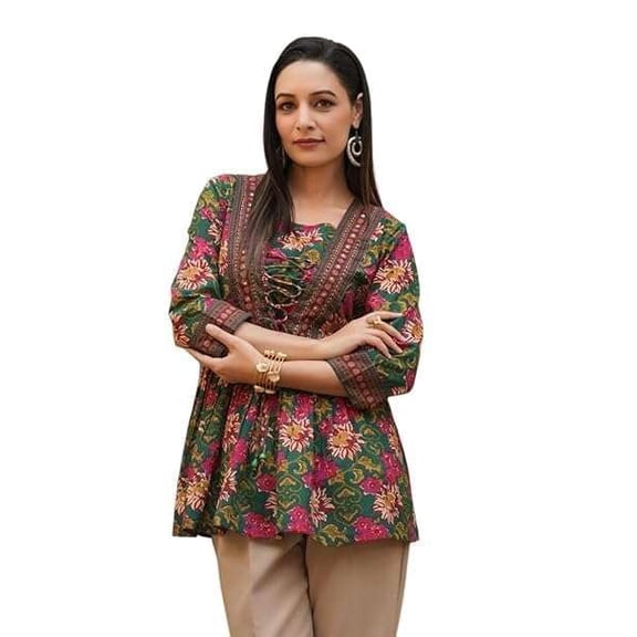 Women's Rayon Printed Anarkali Short Kurti