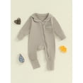 thumbnail image 2 of FEORJGP Infant Baby Boys Girls Basic Sleeping Rompers 0 3M 6M 9M 12M Newborn Solid Lapel Neck Jumpsuits Long Sleeves Zipper Front Bodysuits Full Lengtl Fashion Casual Clothes for Spring Fall, 2 of 7