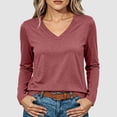 thumbnail image 2 of jjayotai Womens Long Sleeve Shirts V Neck Basic Tee Tops Dressy Casual Business Work Blouses Fall Outfits, 2 of 6