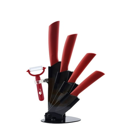 

Ceramic Knife Set All in one Knives Set For Kitchen Black Ceramic Kitchen Knives With Holder Ceramic Paring Knife 3 4 5 6 Inch Red