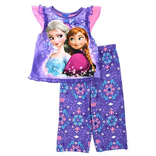 Frozen Elsa Anna Toddler Purple Poly Pajamas (4T)