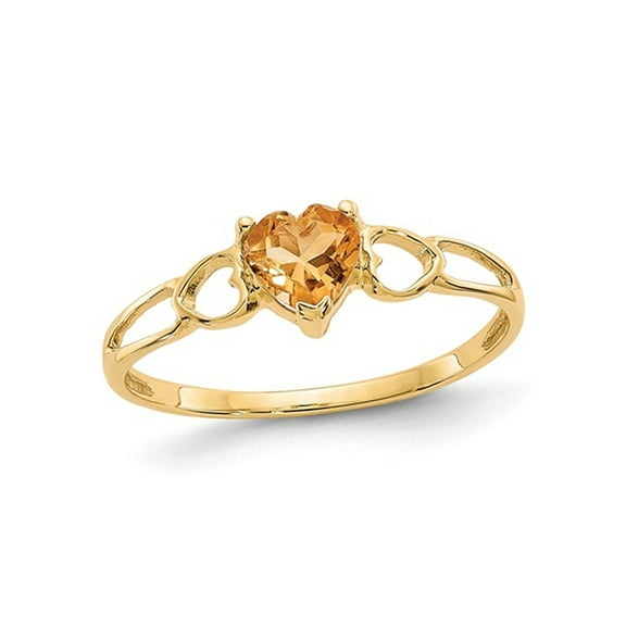 Gem & Harmony Citrine Promise Heart Ring 2/5 Carat (Ctw) in 14K Yellow Gold for Women