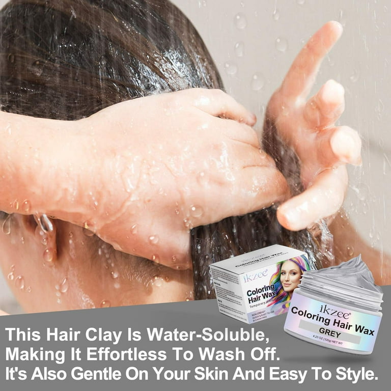 IKZEE Coloring Hair Wax, Gray, Natural Hair Clay, Temporary Hair