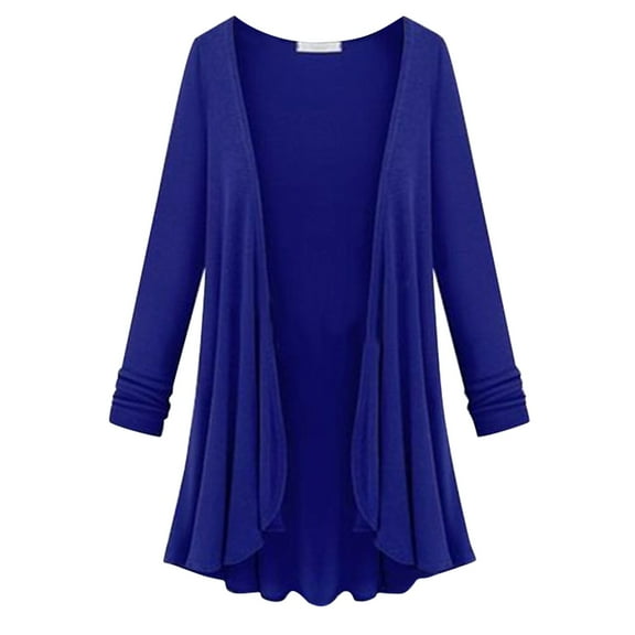 Uqiangy Open Front Knitted Sweater Oversized Casual Loose Solid Loose Fit Open Front Chunky Soft Knit Pullover Sweater Fall Sweatshirt Woman Sweater Blue M