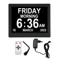 thumbnail image 1 of Reloj con calendario de día Digital de 8,7 pulgadas, pantalla grande con atenuación automática, recordatorios de medicamentos, relojes con calendario para demencia, enchufe europeo de 110-240V, 1 of 10