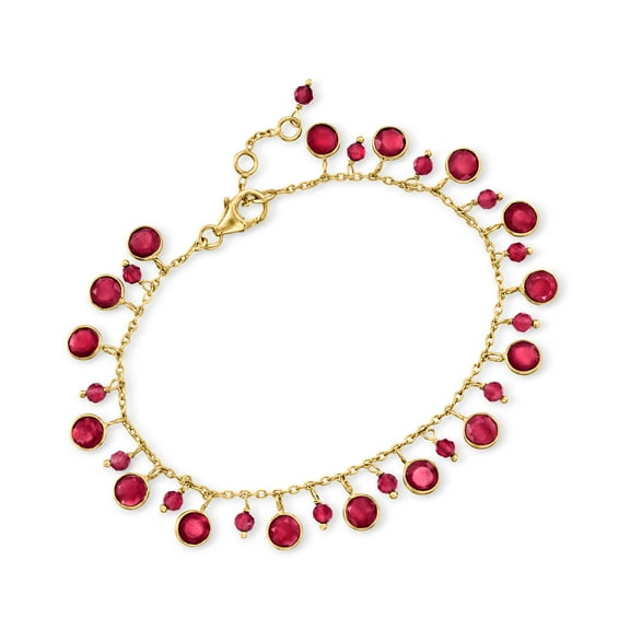 Ross-Simons 14.10 ct. t.w. Ruby Drop Bracelet in 18kt Gold Over Sterling, Women's, Adult