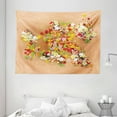 thumbnail image 1 of Floral Decor Tapestry, Summer Sale Banner with Paper Flowers and Black Frame Illustration, Wall Hanging for Bedroom Living Room Dorm Decor, 80W X 60L Inches, Orange Red and White, by Ambesonne, 1 of 2