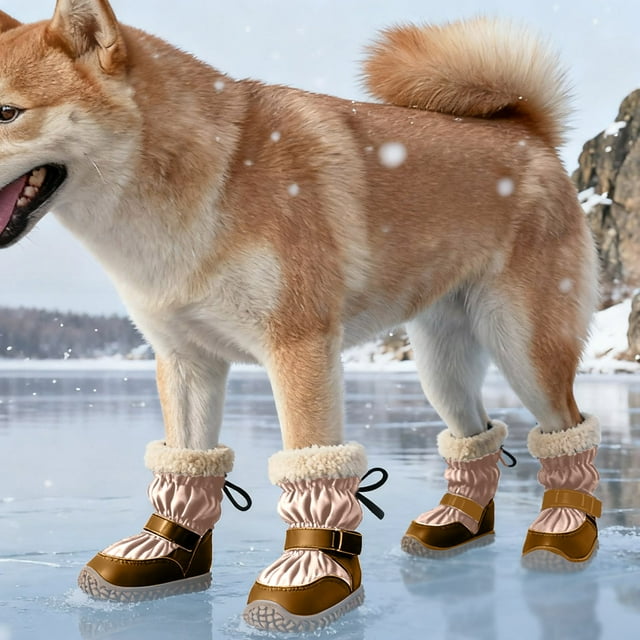 Chaussures de Confort Extérieur pour Chiens - Semelles en Caoutchouc Durables pour Toutes les Races, Chaussures d'Hiver Intérieures et Extérieures, 4 Pcs