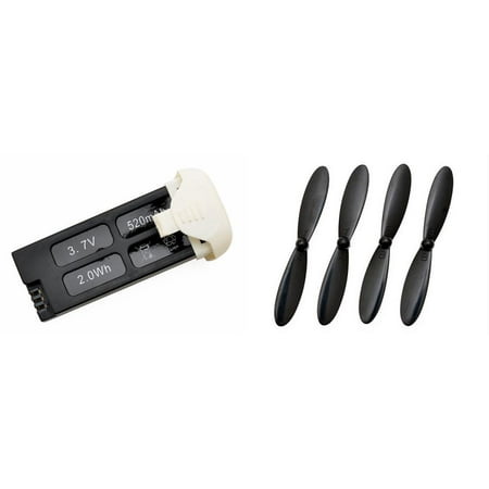 HobbyFlip 3.7v 520mAh LiPo Battery Set w/ Cover and 55mm Propellers Compatible with Hubsan X4 H107C+