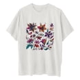 thumbnail image 6 of LEBONYARD Womens Plus Size Clearance $5,Womens Shirts Short Sleeve 50% off clear,Women's Fashion Summer Round Neck Drop Sleeves Leisure Short Sleeve Flower Printing Tops White L, 6 of 7