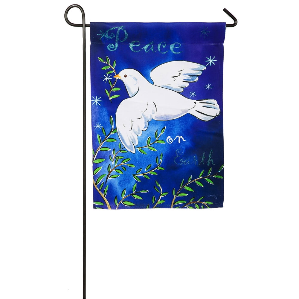 Evergreen Peace on Earth Dove Suede Garden Flag, 12.5 x 18 inches