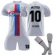 thumbnail image 1 of Conjunto de camisetas de Futbol KEVCHE 2223 FC Barcelona MESSI #10 3 Piezas Camiseta de Visita Blanco #10/16, 1 of 7