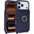 thumbnail image 3 of for iPhone 17 Pro Max Case with Card Holder and Strap for Women,Crossbody Lanyard,Ring Stand,Snap Clasp,Cute Phone Wallet Cases 6.9 inch (Dark Blue), 3 of 16