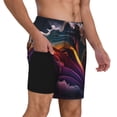 thumbnail image 2 of Balery Colorful Abstract Wave Motion Bañador para hombre, shorts de playa de secado rápido con entrepierna y forro de compresión-Medium, 2 of 6
