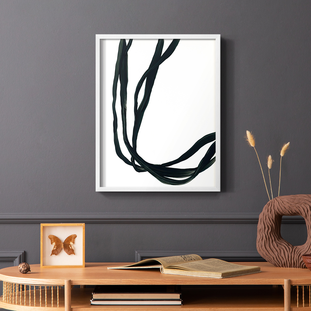 Onyx Ribbon II in White Solid Wood 8 x 10 Framed Print