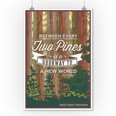 John Muir - Between Every Two Pines - Great Smoky Mountains - Forest View - Lantern Press Poster (9x12 Art Print, Wall Decor Travel