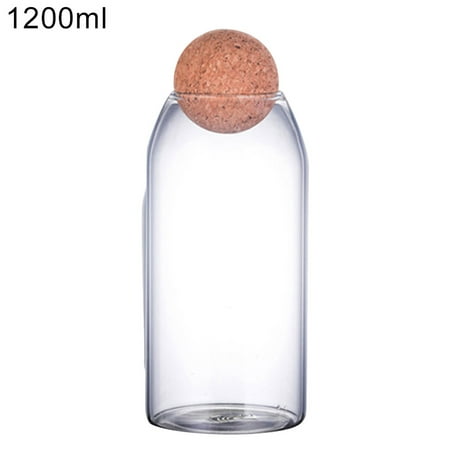 

SSBSM Storage Bottle Anti-deform Durable Waterproof Cork Stopper Bean Sugar Glass Jar for Coffee