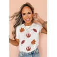 thumbnail image 5 of Women's White Sequined Pumpkin Leaves Fall Vibe Graphic T-Shirt | [ZhiHiMeRi] | 2XL, 5 of 8