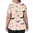 thumbnail image 4 of Nursing Uniforms Scrubs Sets For Women，Halloween Scrubs Plus Size Women'S Cute Printed Short Sleeve V-Neck Nurse Care Worker Uniform Scrub Top With Pocket,Beige，XXXL, 4 of 4