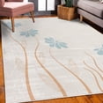 thumbnail image 3 of Flower Decorative Rug, Floral Petals with Striped Leaves and Lines Modern Style Geometrical Design Print, Quality Carpet for Bedroom Dorm and Living Room, 6 Sizes, Pale Blue, by Ambesonne, 3 of 4