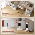 thumbnail image 3 of 55" Computer Desk with 4 Reversible Drawers and Mobile CPU Stand, White Wood Grain Office Desk with Adjustable Shelf for Home Study, Bedroom, and Professional Workspace, 3 of 7