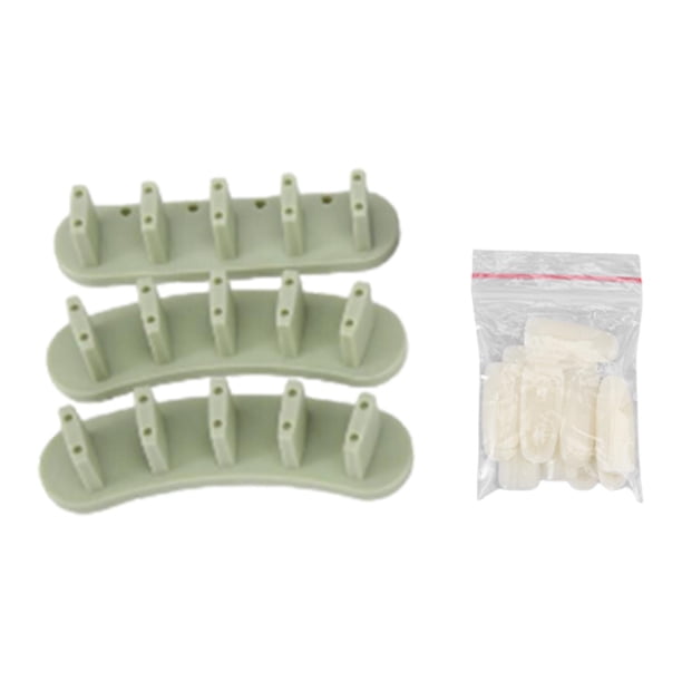 3 expositores de acrílico para uñas con 10 uñas postizas. Herramienta para manicura. Verde