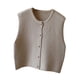 thumbnail image 5 of Chaleco de punto con cuello redondo, camisetas sin mangas de estilo Retro para mujer deportiva para citas en interiores y exteriores Beige, 5 of 8