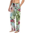 thumbnail image 4 of Men's Pajama Pants with Pockets Sleepwear Lounge Pants Stretch Casual Bright Tropical Cactus Flowers, 4 of 6