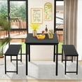 thumbnail image 3 of 3 Piece Kitchen Table Set, Modern Dining Set with 2 Benches, Home Dining Table Set for 4, Breakfast Table and Chairs Set, for Small Space, Kitchen, Dining Room, Restaurant, Black, D8397, 3 of 10