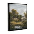 thumbnail image 3 of Classic Cottage Backyard Pond Landscape Painting Jet Black Framed Art Print Wall Art, 3 of 6