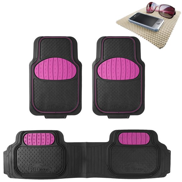 FH Group Tapis de Sol Robustes Noirs Unis de FH Group pour Auto/voiture avec Tapis de Tableau de Bord Gratuit