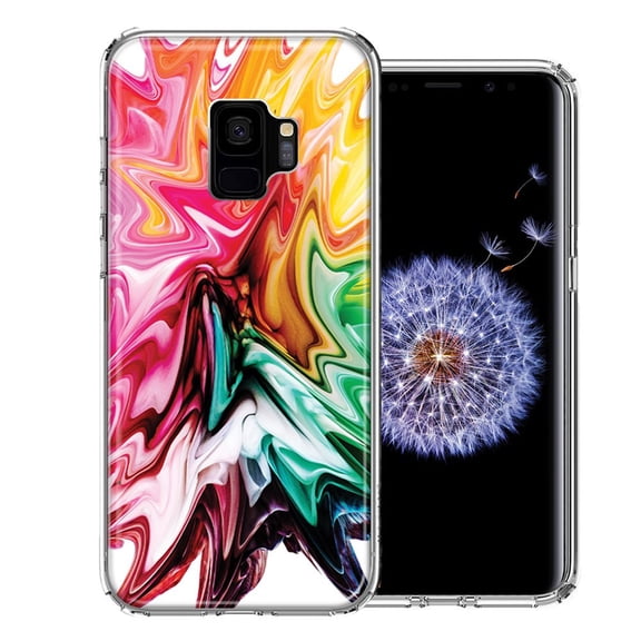 MUNDAZE For Samsung Galaxy S9 Rainbow Flower Abstract Design Double Layer Phone Case Cover