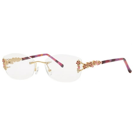 Caviar 4873 C57 Rimless Gold Pink Crystals Eyeglasses