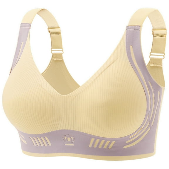 LYEAA Sports Bras for Women Plus Size Full Cup Coverage Back Smoothing Wireless Push up Everyday Bras