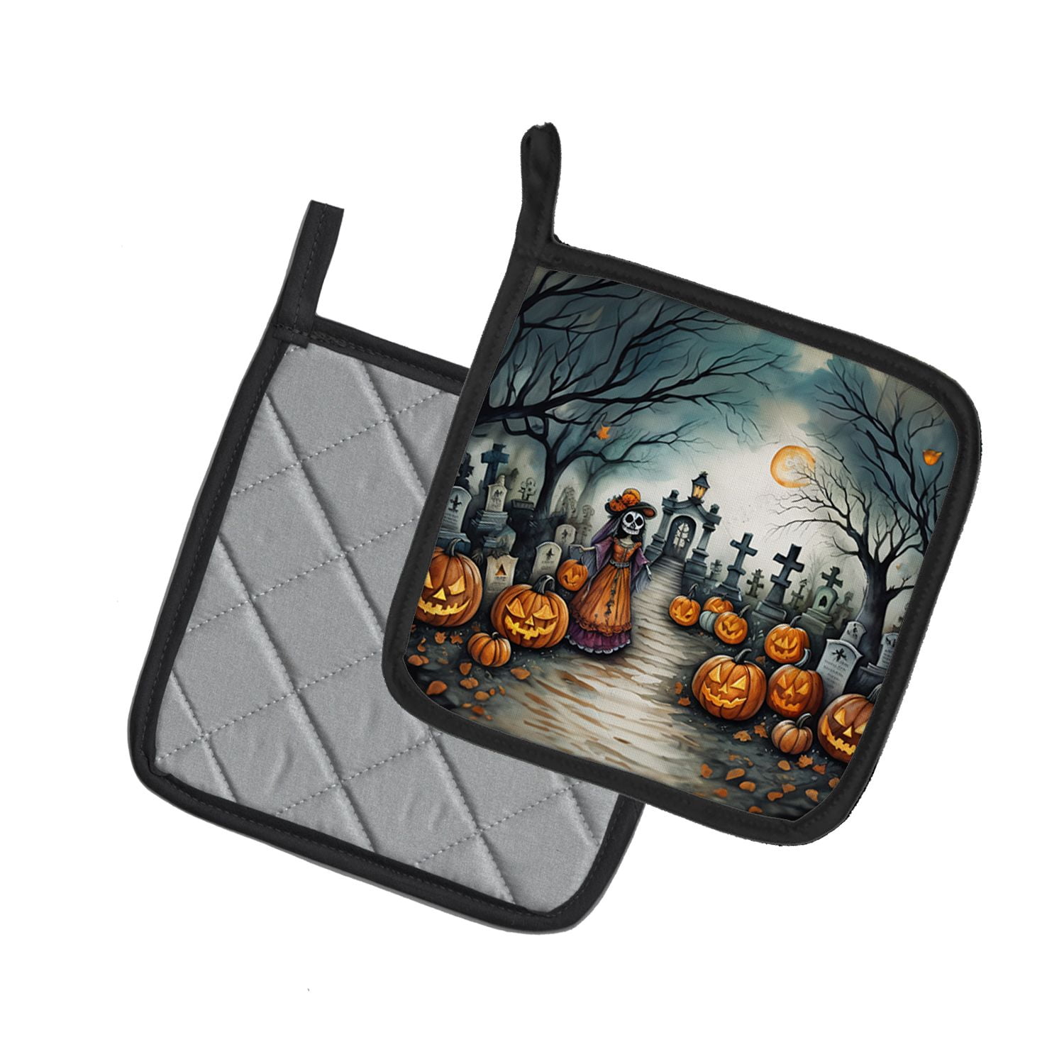 Halloween Pair of Pot Holders 7.5x7.5 Inch Heat Resistant Kitchen Decor