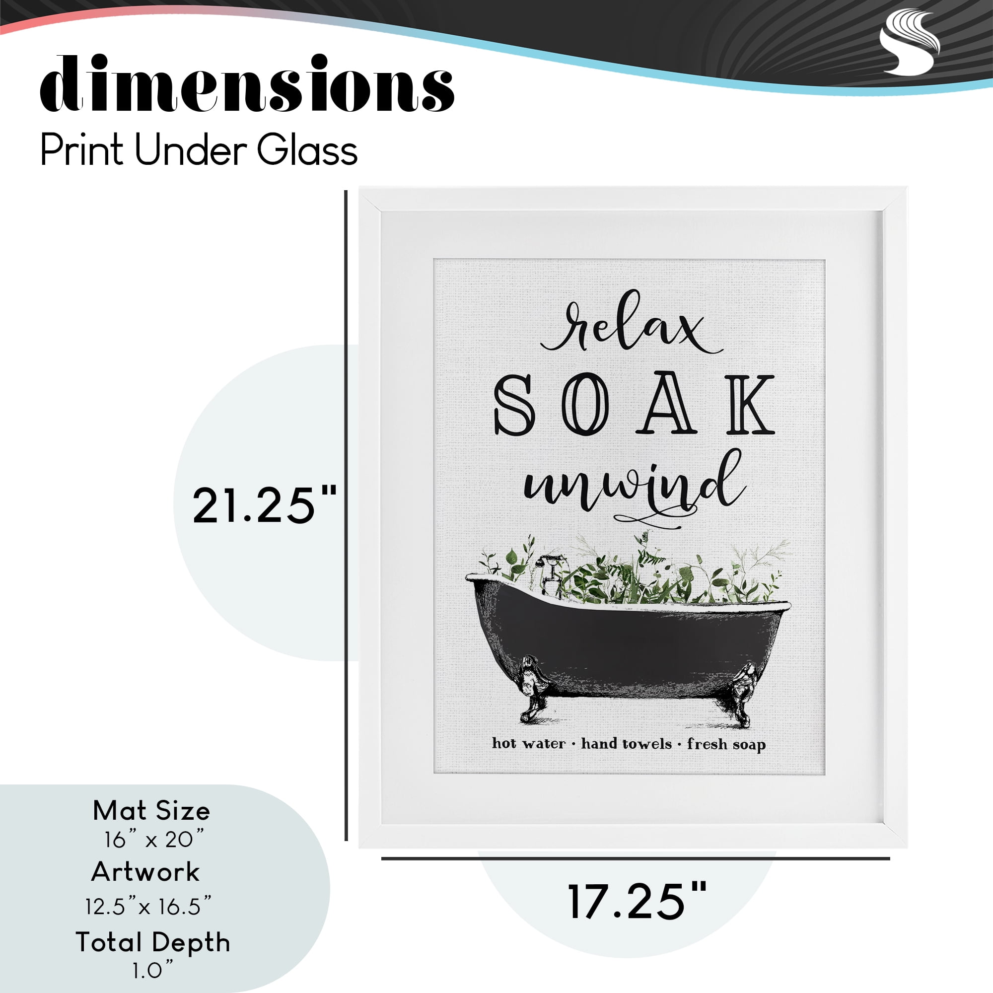 Vintage Bathing Reminders White Framed Print Under Glass, design by Lettered and Lined
