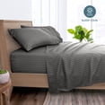 thumbnail image 3 of Bare Home Ultra-Soft Sheet Set - Premium 1800 Collection - Deep Pockets - 4-Pieces - California King, Pinstripe - Gray/White, 3 of 8