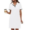 thumbnail image 2 of JGGSPWM Women's Solid Dresses Short Sleeve V Neck Casual Summer Breathable Comfy Mini Shirt Dress with Pockets White XXL, 2 of 9