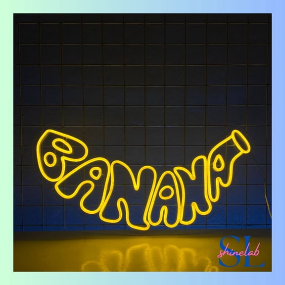 Shinelab Banana Neon Sign, Banana Fruit Wall Art Light, Banana Fruit Juice Home Wall Decor 0488