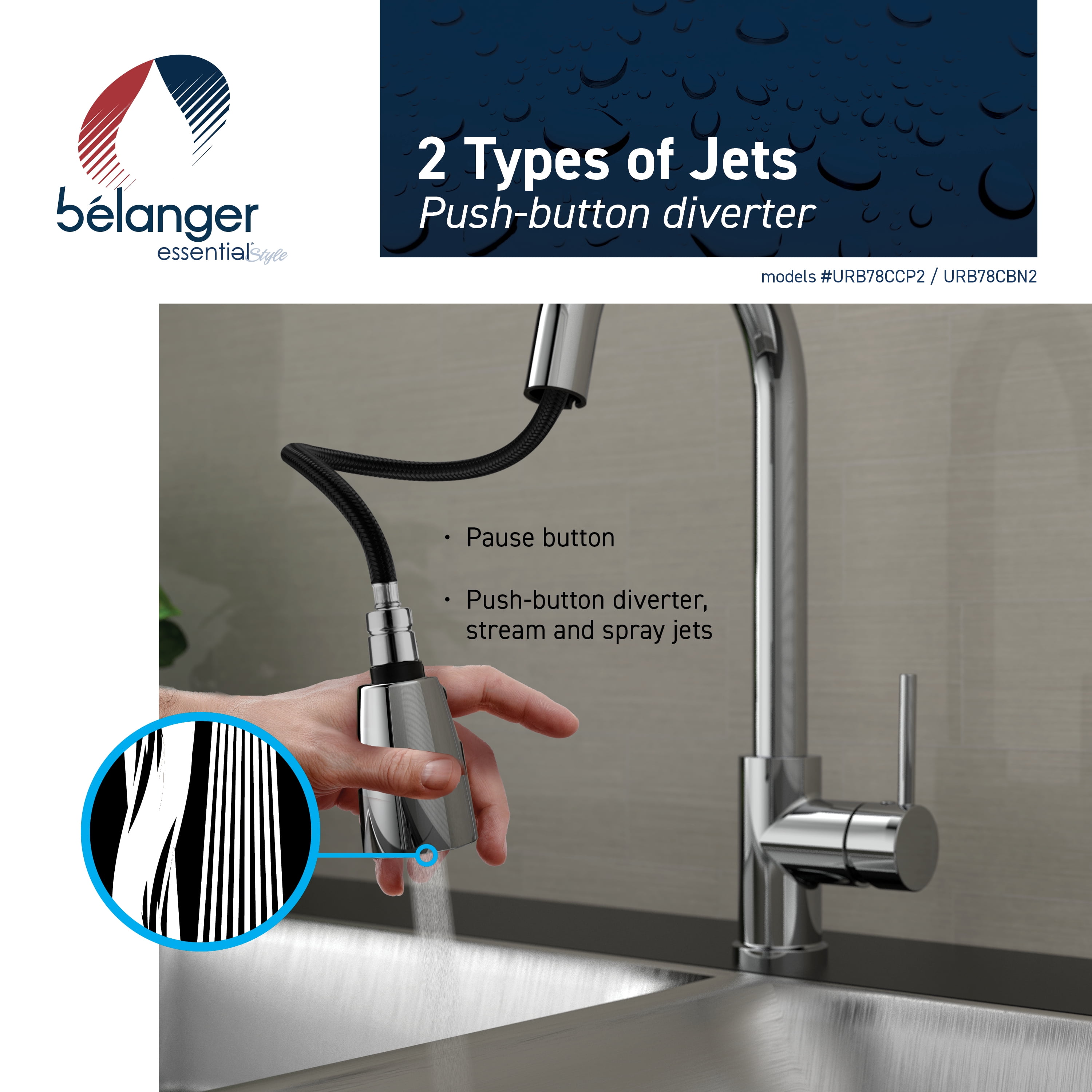 Belanger URB78CBN2 Single-Handle Pull-Down Kitchen Faucet, Brushed Nickel
