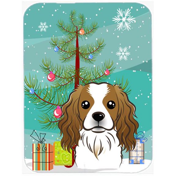 Carolines Treasures Christmas Tree and Cavalier Spaniel Glass Cutting Board Large 12H x 16W multicolor