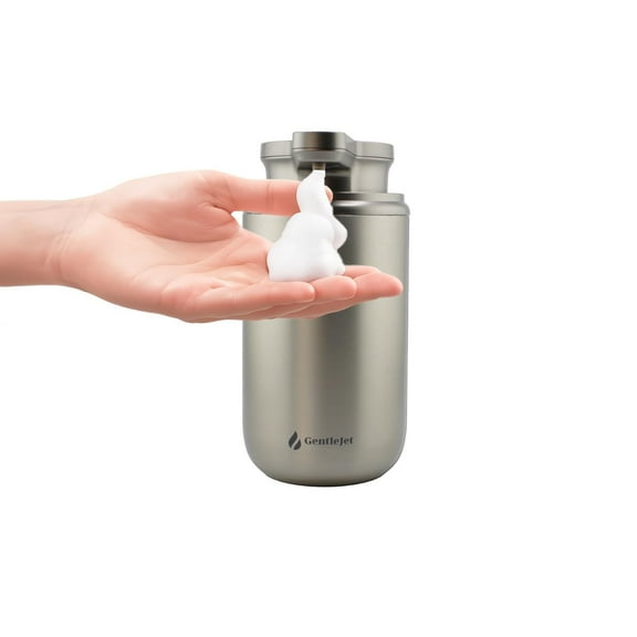 GentleJet WaveJet Automatic Foaming Soap Dispenser - Rechargeable Automatic Soap Dispenser Touchless for Bathroom, Dual Foam Levels, Auto-Clean Mode WaveJet - Silver, Foam